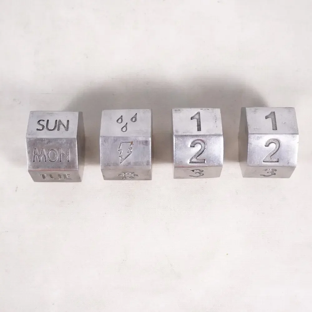 Pottery Barn Pewter Metal Cube Perpetual Desk Calendar Date Office Decor Vintage